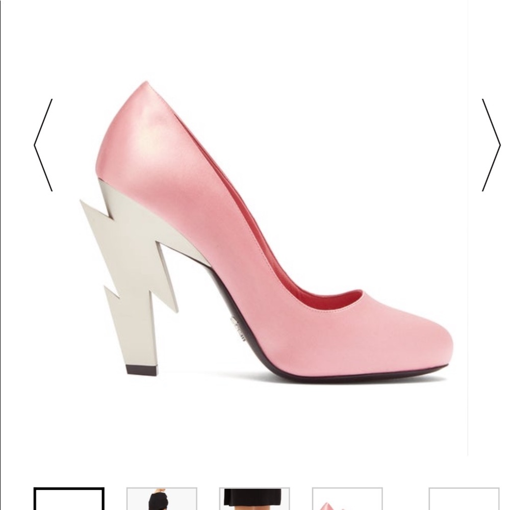 Prada Lightning Bolt Pink Satin Heels